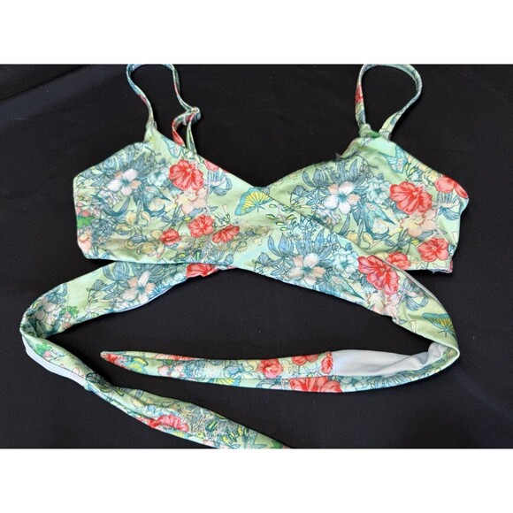 Victoria Secret Floral Butterfly - Wrap Longline Bikini Top (S) & Bottoms (M) - Picture 4 of 7